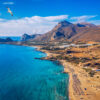 Aerial shot of beautiful turquoise beach Falasarna (Falassarna)